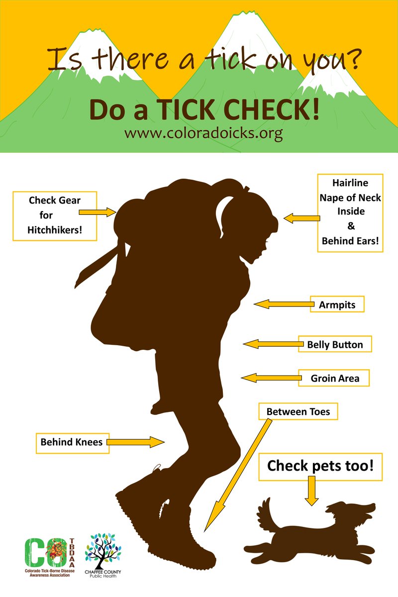 Ticks can spread disease to humans. This poster from @coloradoticks shows how to do a tick check after traipsing through the wilds or just walking through the garden.

@IADeptAg @ncipmc @IPMWest @RD_Iowa @iowadnr @ISU_HortNews @TickReport @mgardener_ia