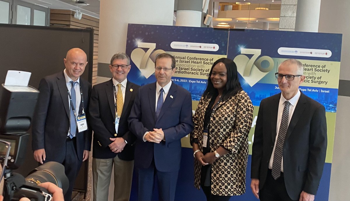 Congrats to @IsraelHeartS on their 70th Anniversary meeting led by Drs Amir, Wolak, Sternik, Kachel. Inspiring address by Pres. of Israel Isaac Herzog🇮🇱. Thx for engaging IHS-ACC and IHS-AHA (led by Dr Michelle Albert) Joint Sessions @ACCinTouch @HeartNews
