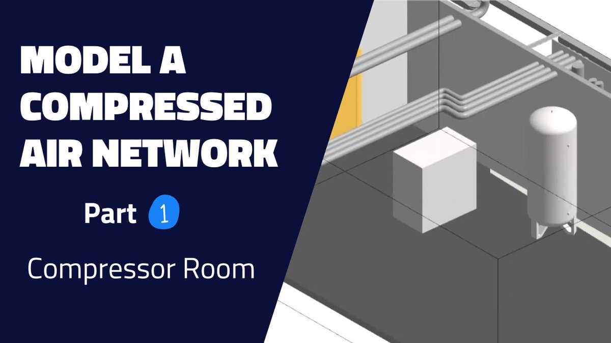 🎥 Discover in video, the first step of the integration of a compressed air network in Revit: The Compressor Room.

The dedicated Transair (Parker Hannifin) template is used, through a use case.

Video of part 1 ▶️ bit.ly/3Mq1zoe