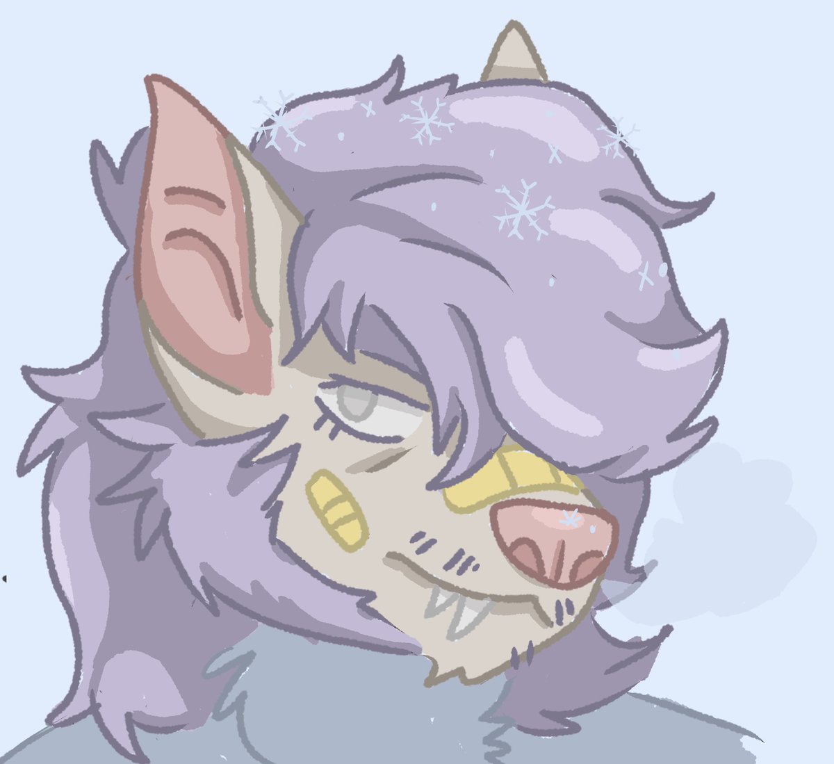 forgor to upload but a lil winter themed headshot for me bf @wolfhorrors bc it’s so hot here and i’m sick of it