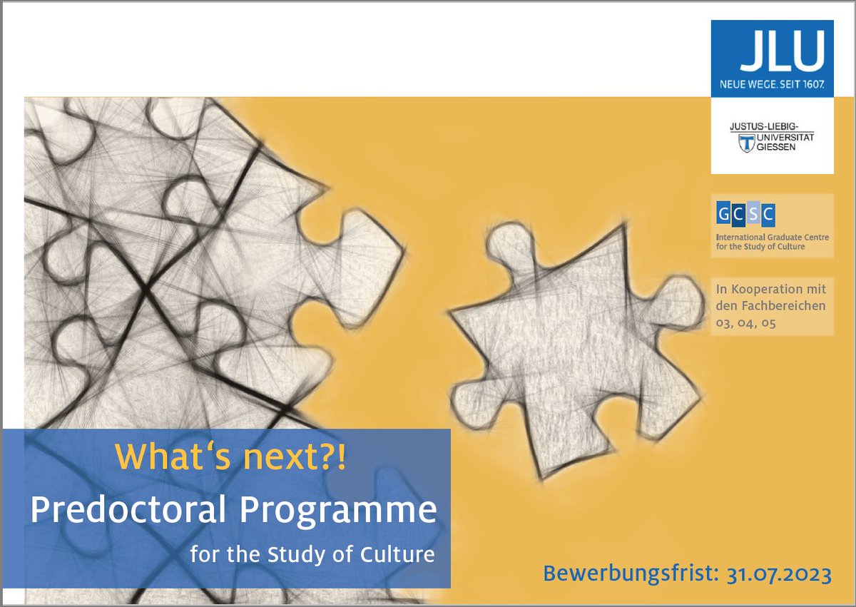 GCSC_JLU's tweet photo. π’ Attention master's & teacher training students @jlugiessen: You are interested in a #PhD but don't know yet what to expect? Check out our #GCSCpredoc programme, a joint offer w/ the 3 faculties for #CulturalStudies π
https://t.co/rJReGVxOTc
π Application: July 31
#phdlife https://t.co/9PBrcJyGnq
