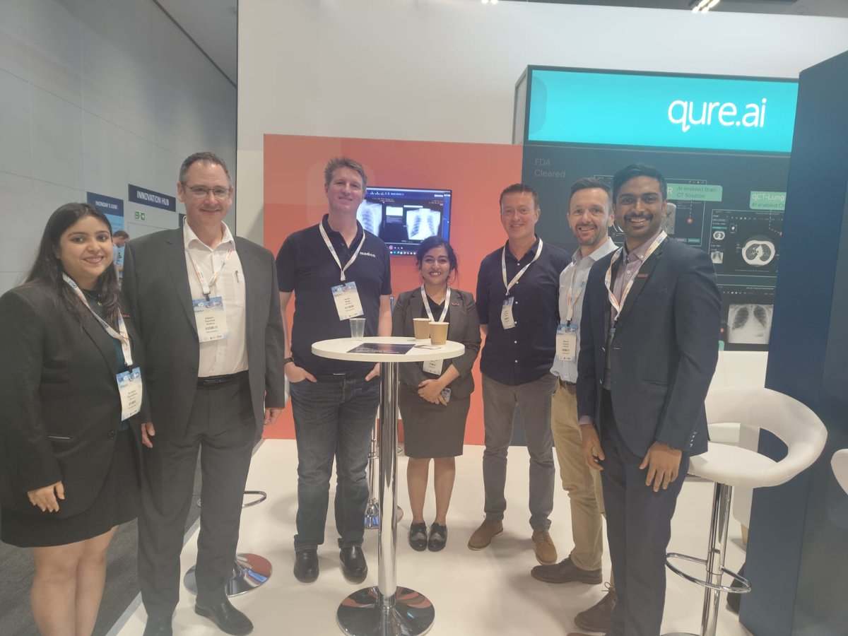 qure_ai's tweet photo. Great to catch up with the @MedicaGroup team at #UKIO2023 for a discussion about the future of #AI in tele-radiology.
#QureatUKIO #telerad #Radtwitter #neurotwitter https://t.co/5AgkWJ6mOY