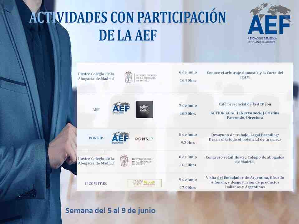 Os avanzamos actividades Asociación Española de la Franquicia para la presente semana #franquicias #franquiciadores #franquiciados #relacionesinternacionales #relacioneinstitucionales