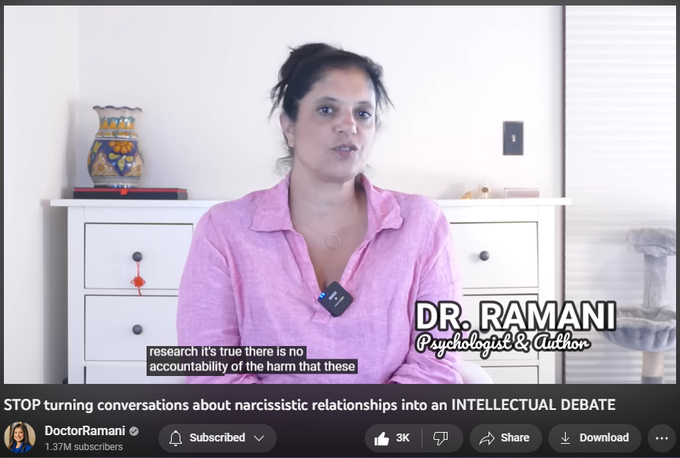 STOP turning conversations about narcissistic relationships into an INTELLECTUAL DEBATE
https://www.youtube.com/watch?v=dUUho752E4g