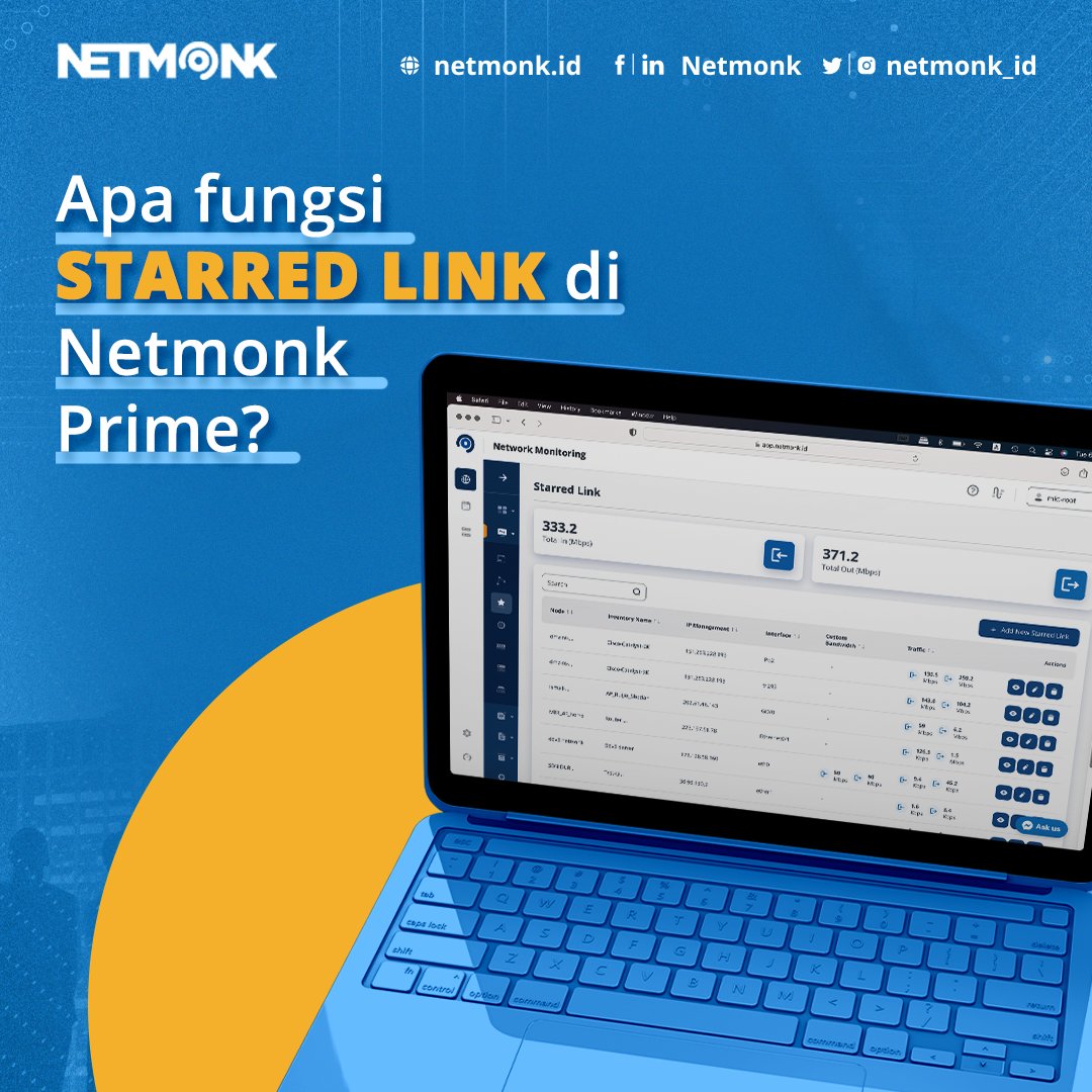 netmonk_id's tweet image. Sobat Netmonk! Dengan fitur Upstream dan Downstream di Netmonk Prime, kamu bisa memantau link trafik perangkat kamu secara lebih efektif. 
Gunakan sekarang! netmonk.id
#NetmonkPrime #MonitoringJaringan #Efektif #PemantauanJaringan #MonitoringJaringan