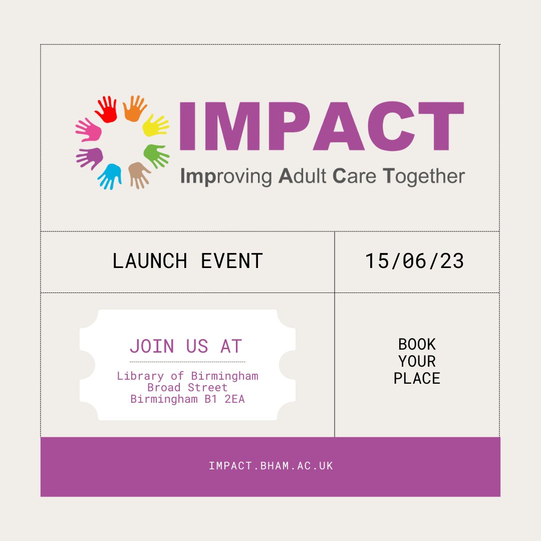 ImpAdultCare's tweet photo. Join us for our delivery launch event at the Library of Birmingham to hear from Jon Glasby and representatives from IMPACT's projects on our work to date and what's to come in 2023-24.

https://t.co/B6MXib0bZC https://t.co/VLvniOwtsh