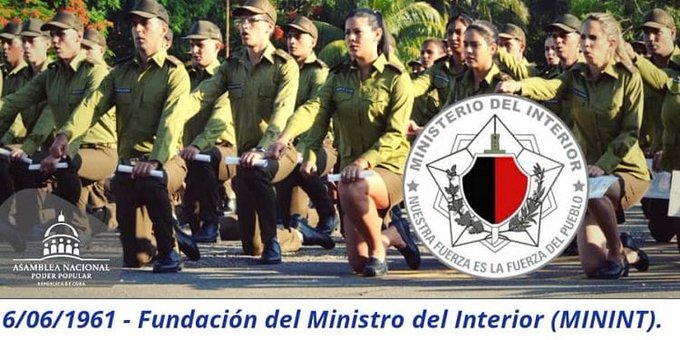 Las más sinceras felicitaciones para todos los integrantes del Ministerio del Interior en este aniversario de fundado; responsables del orden interno del país, la tranquilidad ciudadana y la seguridad del Estado.
#DefendiendoCuba 
#ComoElChe