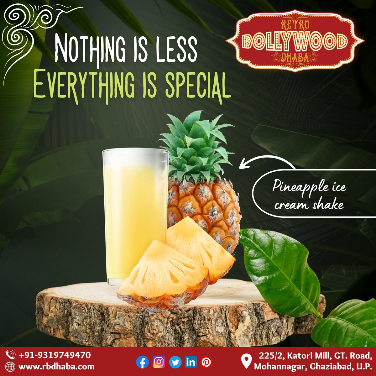 Indulge in the tropical delight of a Pineapple Ice Cream Shake at Retro Bollywood Dhaba! 🍍🍦

Get ready to cool down with a taste of bliss! 🌟🍹 

#RetroBollywoodDhaba #PineappleIceCreamShake #TropicalDelights #SweetEscape #FoodieLife #RefreshingTreat