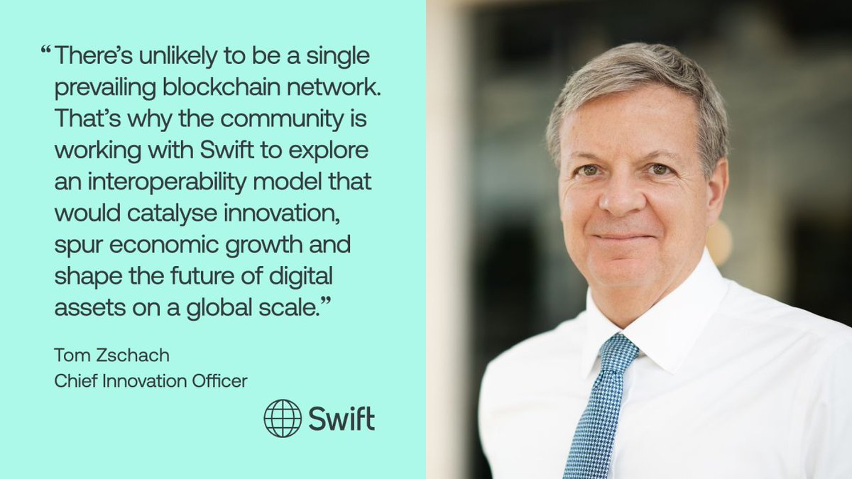 swiftcommunity's tweet photo. We’re collaborating with our community to test how institutions can use their #Swift connection to seamlessly interoperate with the many #blockchain networks emerging around the world.
Building on successful trials in 2022, our new experiments aim to show how the Swift infrastructure can be leveraged to enable tokenised value to be transferred between existing systems and both public and private blockchain platforms with existing connectivity, standards, and messaging.
Read more here: https://t.co/YgzzrVwOf3
#DLT #digitalassets #securities #tokenization #innovation #capitalmarket