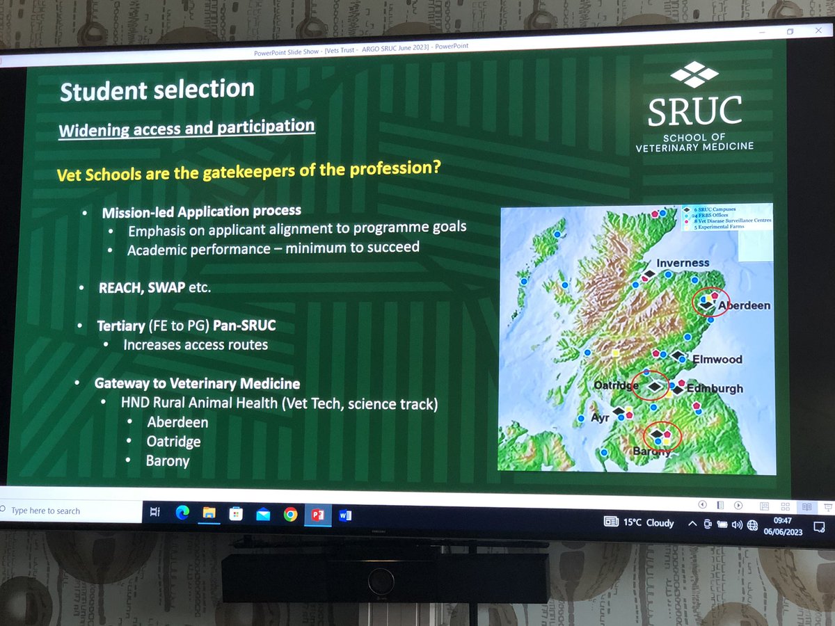 Great day so far <a href="/VETTrust/">VETTrust</a> networking with members of the profession and getting the chance to discuss <a href="/SRUC/">SRUC</a>’s new Vet School.  Our Dean, Prof. Argo, below, is discussing our mission around supporting Scotland’s natural economy, in particular in remote and rural communities.