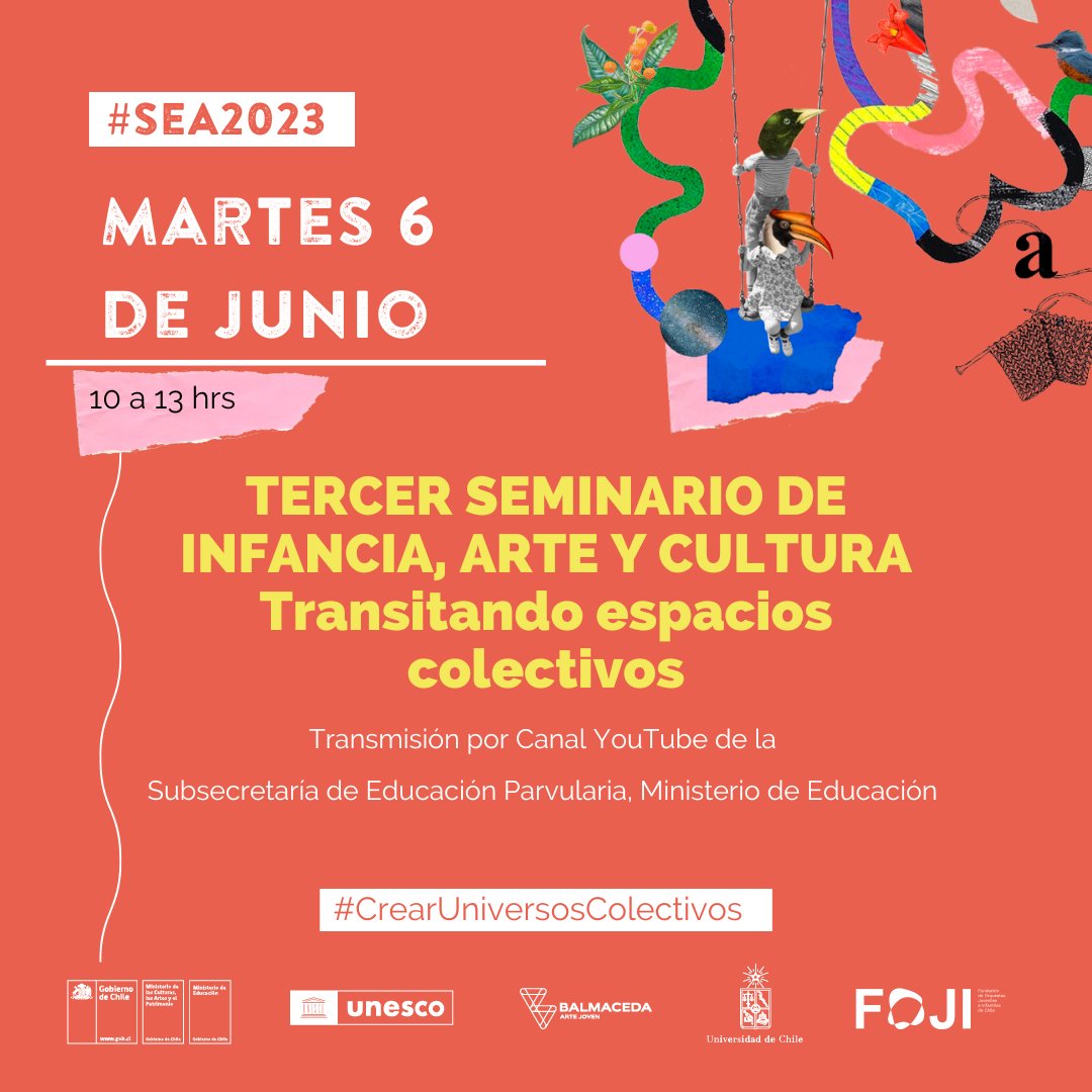 SubEducParv's tweet photo. 🎨Hoy invitamos a todas y todos a #CrearUniversosColectivos, participando del III Seminario de Infancia, Arte y Cultura: Transitando espacios colectivos🫂💫

Desde las 10.00 hrs. conéctate acá👉 https://t.co/j4r3a5Qarw https://t.co/xIiBSZg6X4
