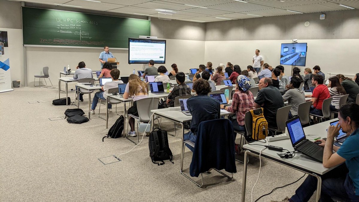 ULHPC's tweet photo. The first practical session of this #ULHPCSchool 2023 @uni_lu is given by E. Kieffer. He explains to our users and learners how to use and build softwares for use on our supercomputers with #Easybuild.
https://t.co/UplV9WuHHM https://t.co/iEic2weLMf