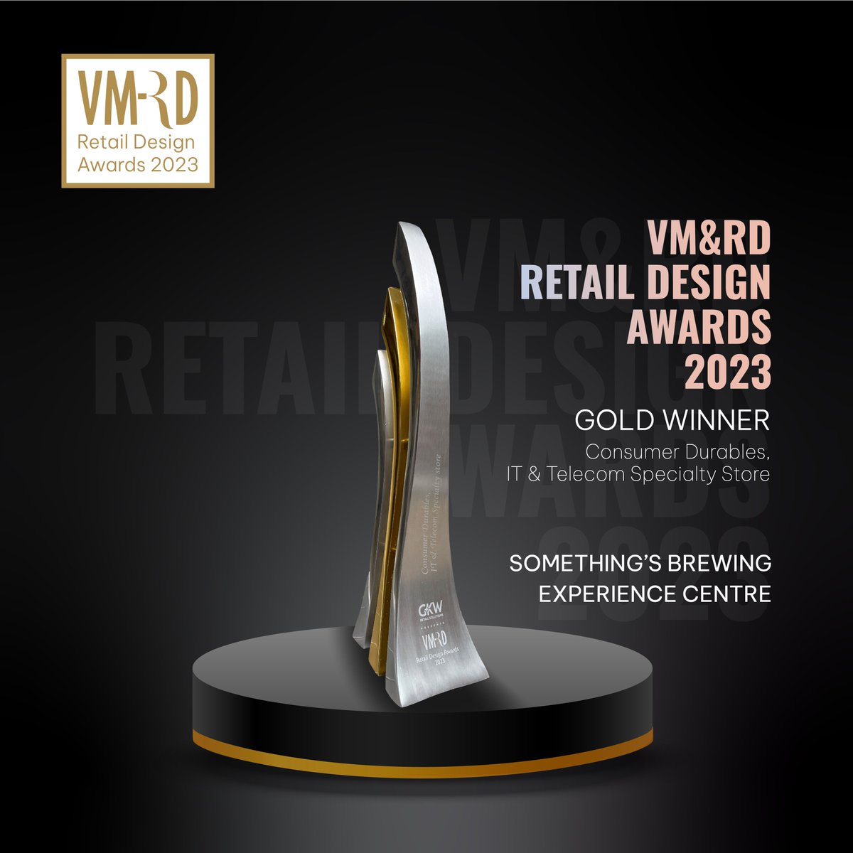 KREO_Design's tweet photo. Yes! We did it again!
KREO took home #GOLD at the Annual VM&amp;RD #RetailDesign Awards 2023 by Instore Asia held in Mumbai.
KREO was honoured for bringing to life, a phenomenal Coffee #ExperienceCentre for Something's Brewing. https://t.co/pUWsCdWXjg
