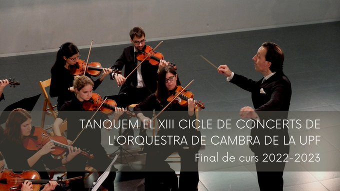 UPFBarcelona's tweet photo. L’@OrquestraUPF ens convida als darrers concerts del curs 2022-2023:

8/06, 20.30 h: campus del Poblenou
9/06, 20.15 h: sala d’actes CC Ateneu Fort Pienc
10/06, 19.30 h: església Mare de D��u de Núria

👉https://t.co/AvJ3g9dHD3 @CulturaUPF https://t.co/d8F4Yd4BK5