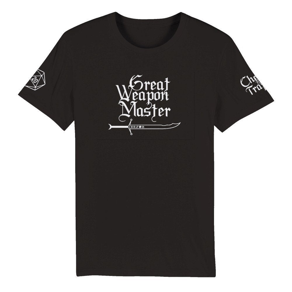 checkingfortrap's tweet photo. Unleash your inner warrior with our "Great Weapon Master" T-Shirt! Choose captivating designs inspired by Dungeons and Dragons Featuring powerful weapons, Check For Traps logo, and D20. Designed in Scotland with 100% organic cotton #GreatWeaponMaster #DnD #criticalrole https://t.co/oLOnfQm45P