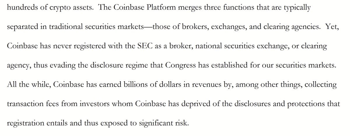 SEC goes after Coinbase: storage.courtlistener.com/recap/gov.usco…

Looks like operating an unregistered broker, exchange and clearing agency might be a problem.