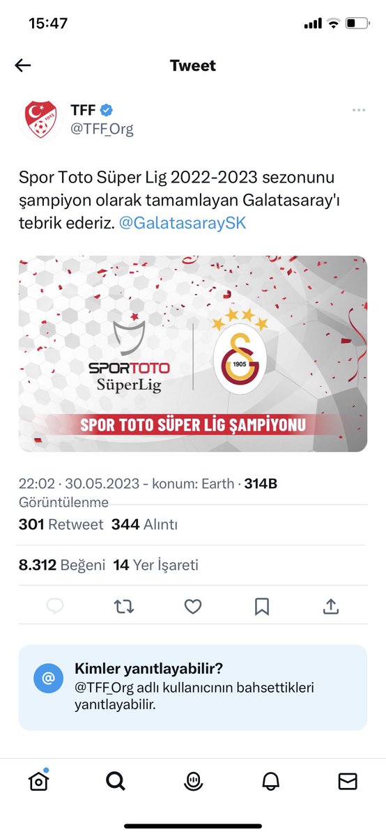 @EditsOfBJK @TFF_Org Algınızı sevsinler. Şampiyon olunca olan paylaşım bu. Kupa töreni paylaşımını alıntılayıp kendinizi kandırıyorsunuz