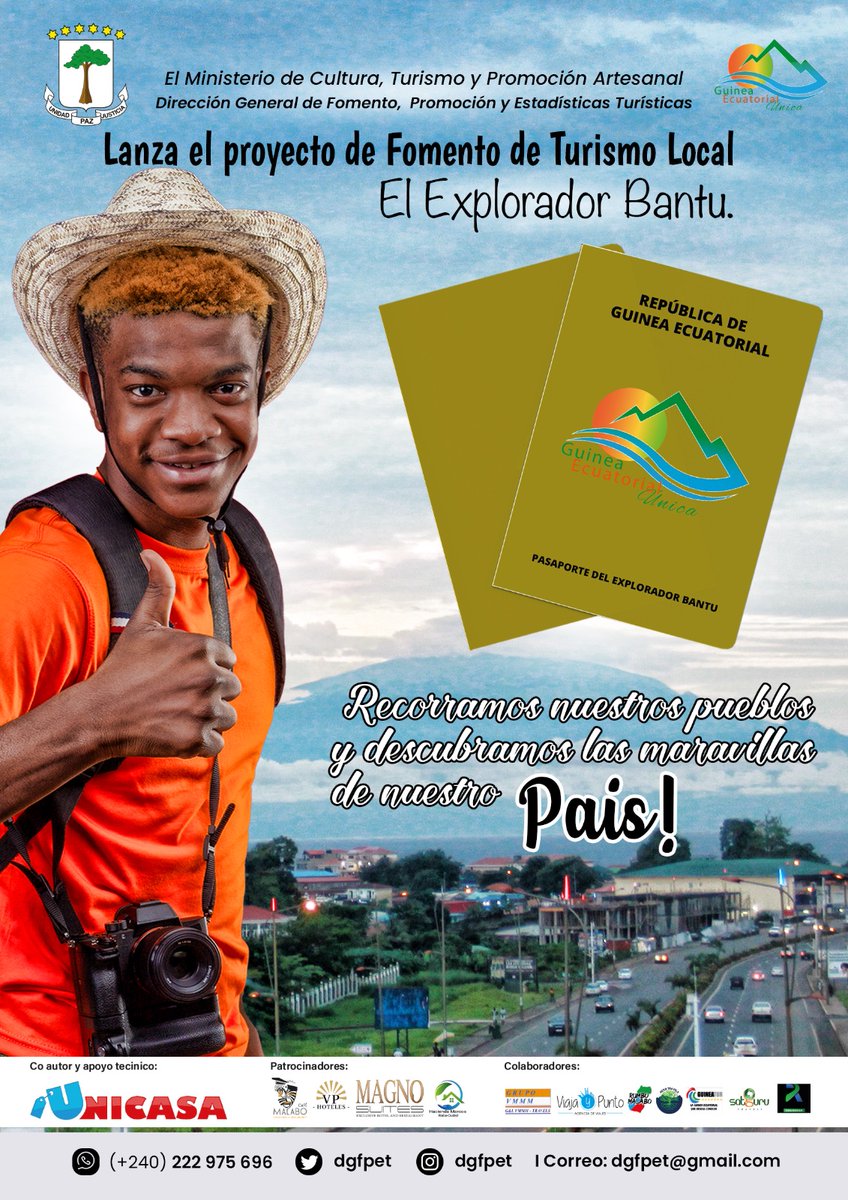 La DGFPET ha lanzado oficialmente hoy el proyecto de fomento de #turismo local: El Explorador Bantu! <a href="/AhoraEg/">AHORAEG</a> <a href="/canalsol_tv/">Canal Sol</a> <a href="/egonlyone/">EGONLYONE</a> <a href="/GuineaMarket/">GUINEAMarket</a> <a href="/guineaturismo/">Guinea Turismo</a> <a href="/AsongaRadio/">Asonga Radio</a> <a href="/eurekeando/">Eurekeando Guinea Ecuatorial</a>