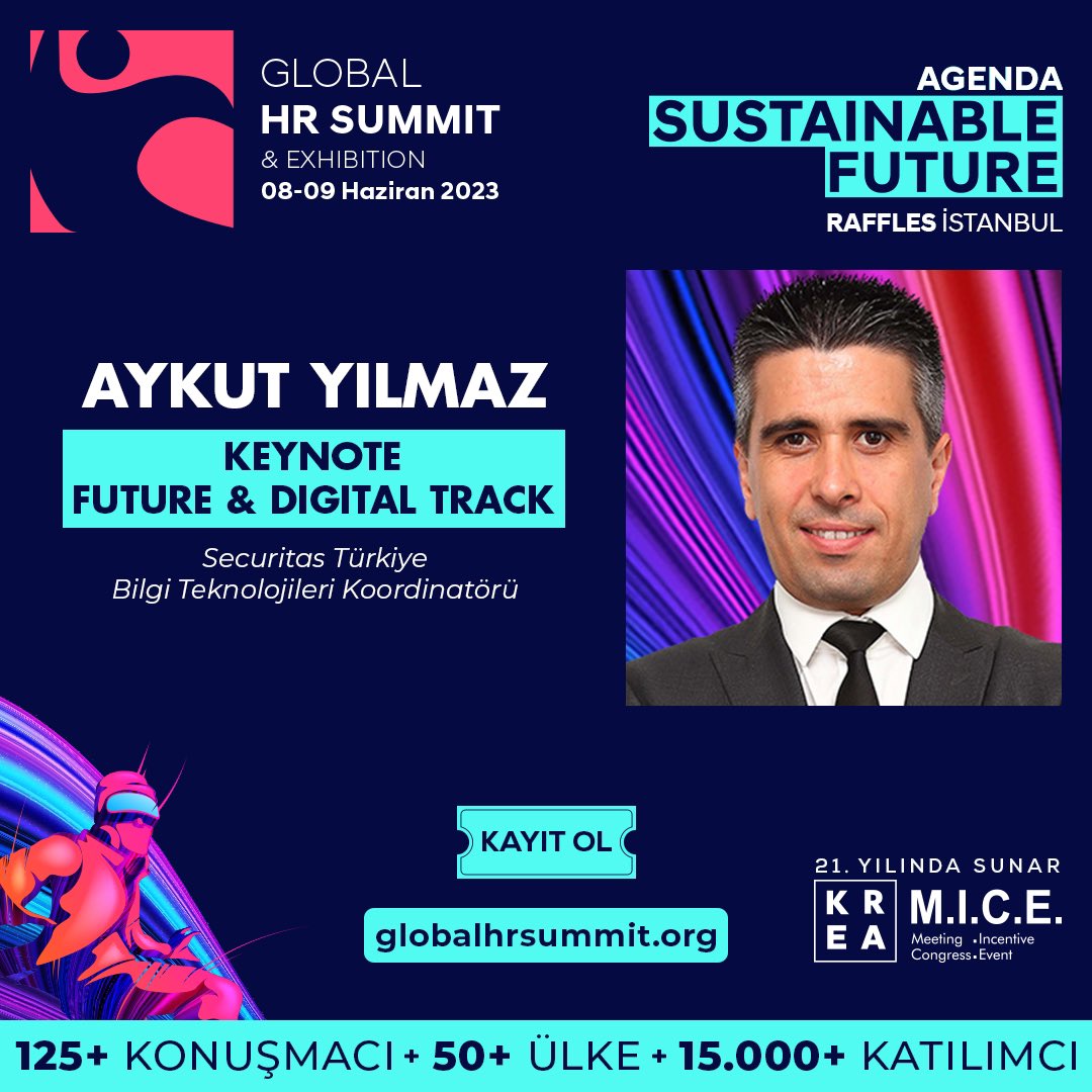 8-9 Haziran tarihlerinde 'Sürdürülebilir Gelecek' temasıyla Raffles İstanbul’da gerçekleştirilecek Global HR Summit 2023’te, 50 ülkeden 15.000’in üzerinde katılımcı yer alacak. Securitas Türkiye CIO'su Aykut Yılmaz; Şirketlerde Dijitalleşme ve İnsan; Gelecekte Bizi Neler…