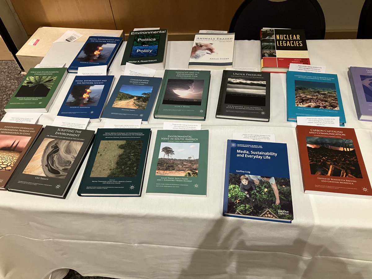 stevedepo's tweet image. #coce23 Go to the ⁦@JMU⁩ Conf Center Ballroom! Great collection of books donated to ⁦@The_IECA⁩ for #coce23 is now available. Take what you want! Donations requested. See QR code insert. Read on! #envcomm ⁦@ECDNCA⁩ ⁦@ICAEnviroComm⁩