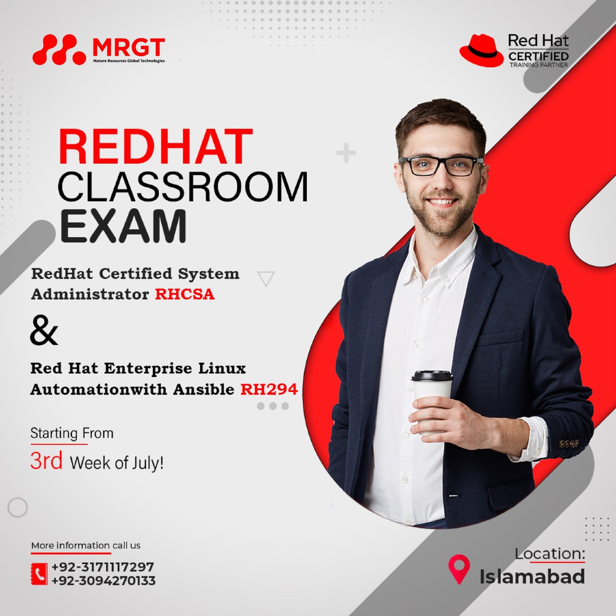 MRGT brings you a great offer. Limited Seats Are Left for Red Hat Certified System Administrator (RHCSA) and Red Hat Enterprise Linux Automation With Ansible (RH294) Classroom Exam.

For Further details 
contact us Mob: 0317 1117297  

#training #redhat #RedhatCertification