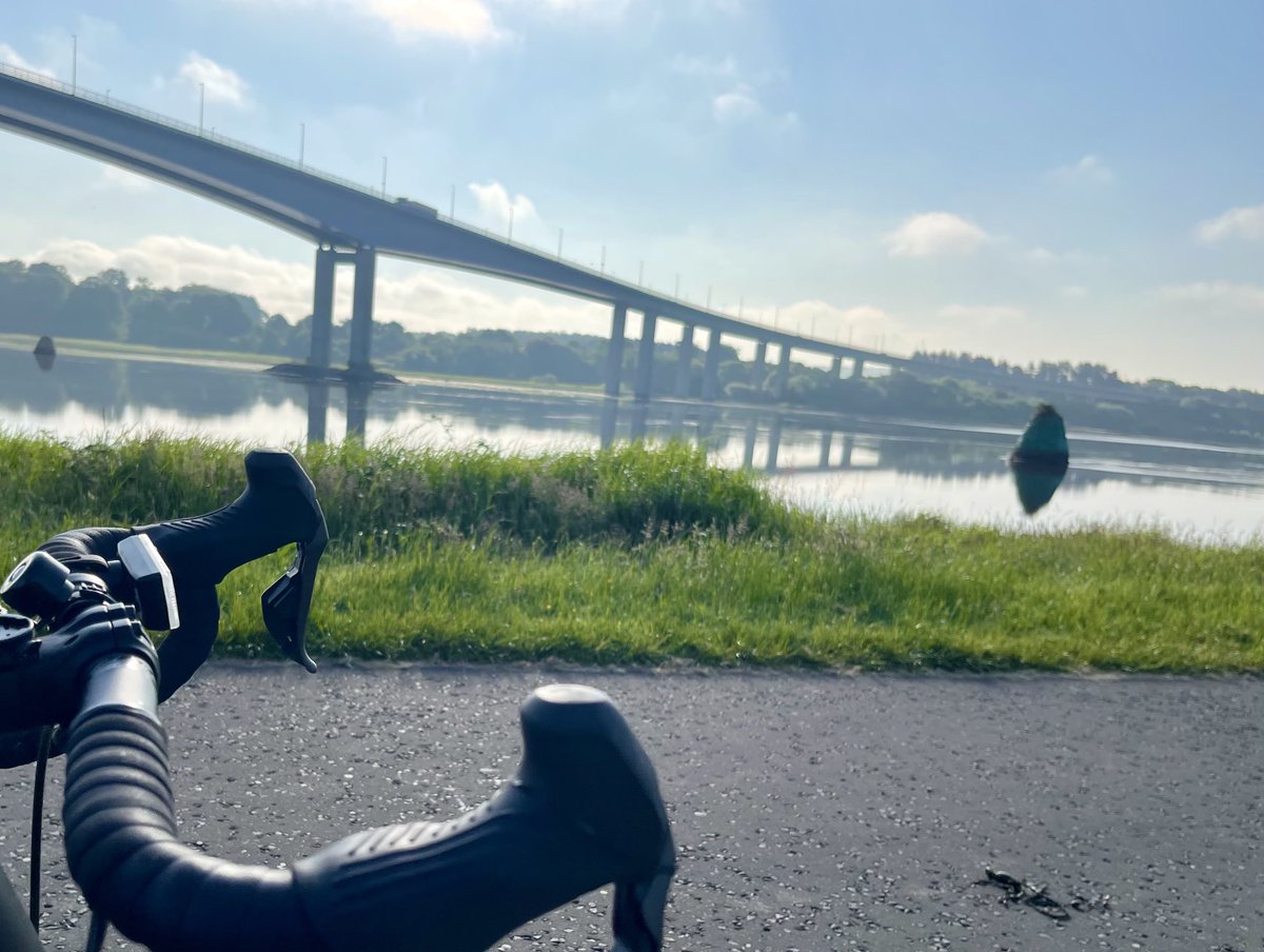 Early am cycle around the Foyle bridges before work at Gransha Park. Looking forward to the new £2M Bay Road bridge project to build a 63m single span bridge and 660 metre greenway to complete 46km of greenway #ActiveTravelChallenge #GetMeActiveNI