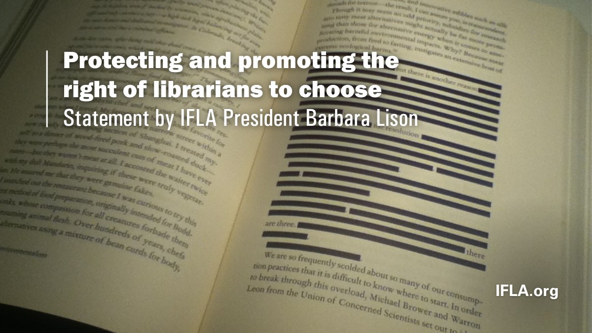 IFLA (@ifla) on Twitter photo Decisions about which📚 books should be in #library collections should be guided by the professional judgement of #librarians, not the political agendas of government or private actors!
Read the statement from IFLA President Barbara Lison bit.ly/3quzrZR <a href="/IFLA_FAIFE/">IFLA FAIFE</a> Decisions about which📚 books should be in #library collections should be guided by the professional judgement of #librarians, not the political agendas of government or private actors!
Read the statement from IFLA President Barbara Lison bit.ly/3quzrZR <a href="/IFLA_FAIFE/">IFLA FAIFE</a>
