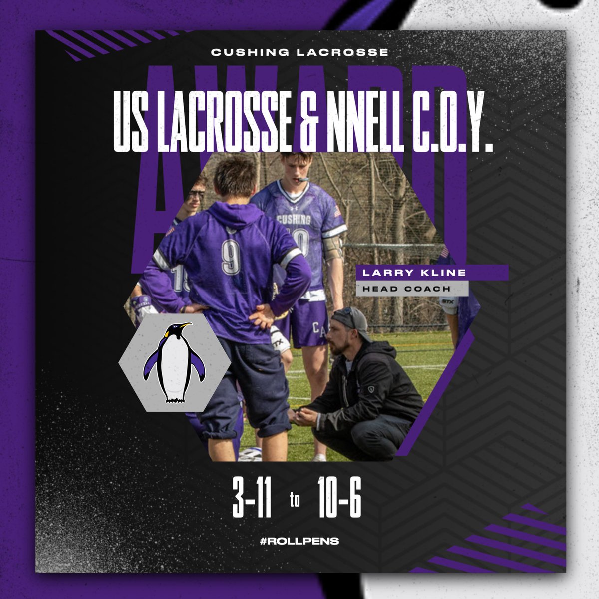 Coaching staff of the year for Coach Kline & Coach Pearson. Team award. 

“There is no enjoying the possession of anything unless you have someone to share it with”.

We couldn’t be more grateful for this group and the overall experience this year. 🙏🏻✊🏻

#ONE #RollPens 🐧