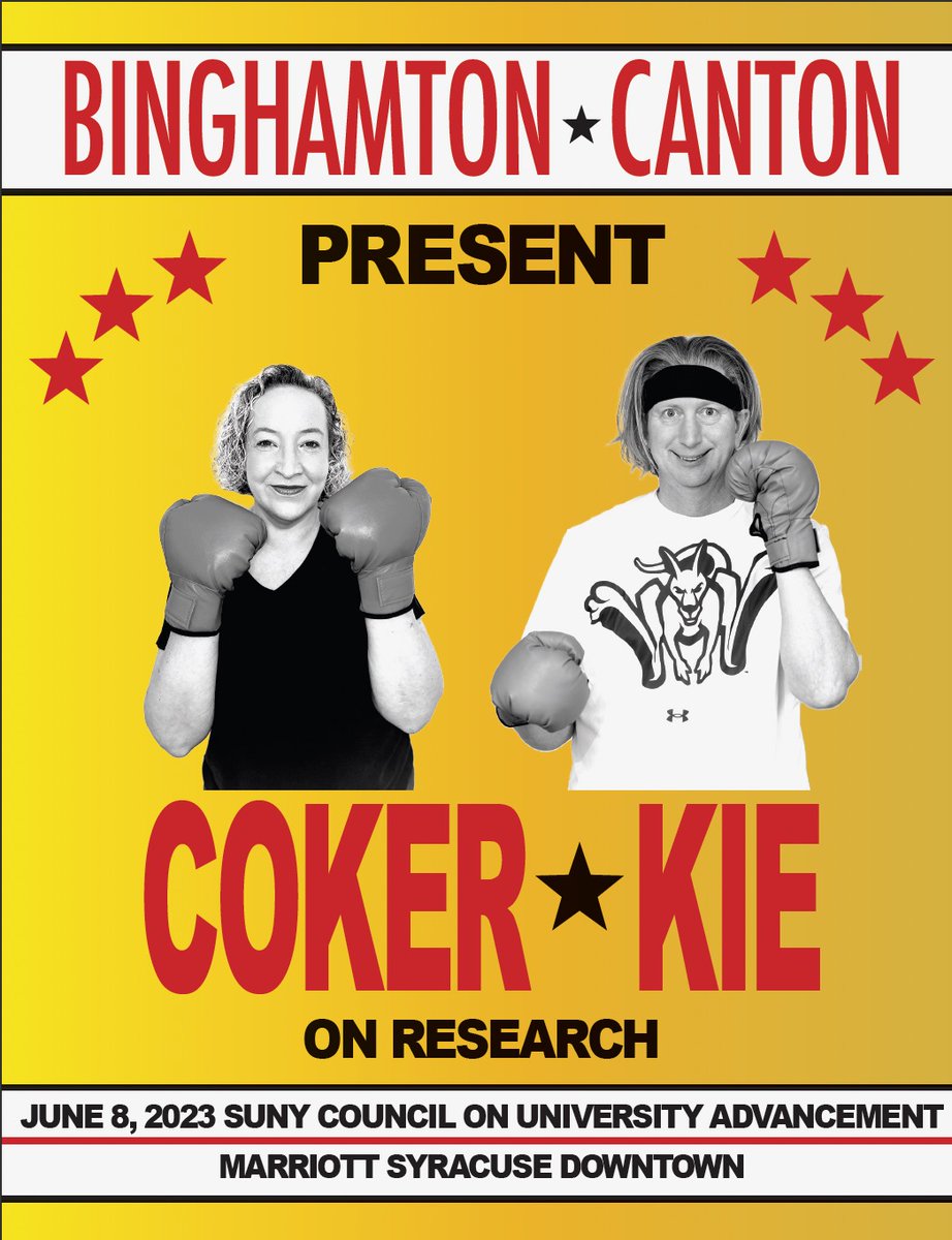 When @GKie asks if you'll present on research comms at the <a href="/SUNYCUAD/">SUNYCUAD</a> meeting, you say yes! And when he suggests posing with boxing gloves &amp; title the talk "Get into the Ring: Giving Your Research Stories a Fighting Chance," you go with it.
