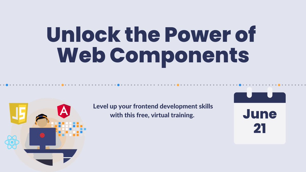 bitovi's tweet image. Build components without a framework? 
It's possible with web components. 
Join us on Wednesday, June 21 for a hands on, virtual training. 
Get the details & RSVP 👉 hubs.ly/Q01Shpl20
#WebComponents #VirtualTraining #JavaScript