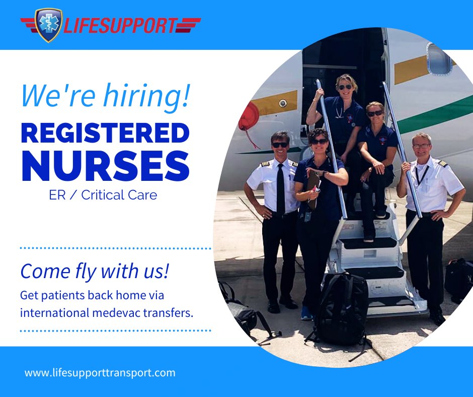 Lifesupportair's tweet photo. We're #hiring #RegisteredNurses to perform international medevac transfers. Adventurous? Love to travel? Interested in unique, life-saving missions? 

Apply here: https://t.co/JsD6JgHeoM

#rnjobs #nursejobs #nurse #rn https://t.co/rITMYmmoH2