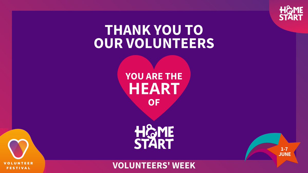 77% of families supported by Home-Start felt more comfortable getting support from a volunteer than a professional. Our trained volunteers change lives and we want to thank them for their amazing work this #VolunteersWeek and every week #HomeStartVolunteer #HeartofHomeStart