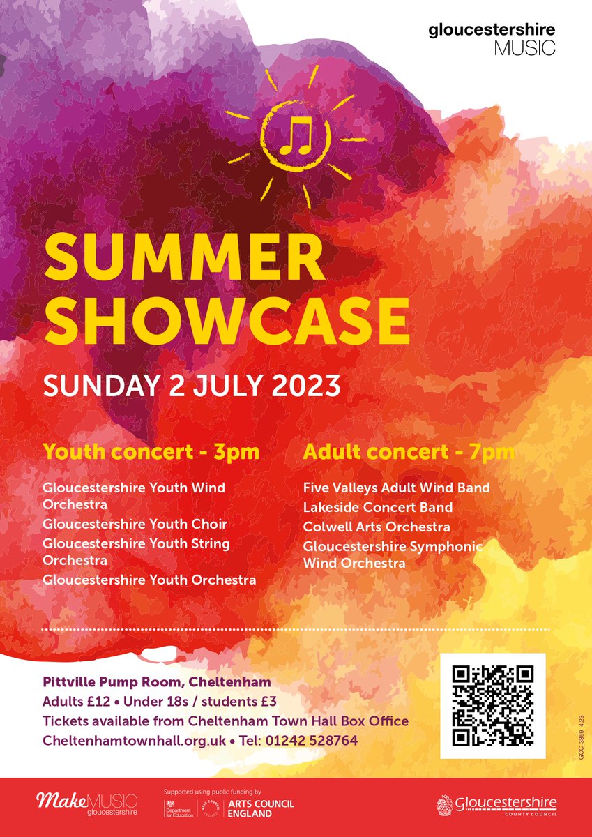 We can’t wait for Sun 2nd July when we have 2 concerts at Pittville Pump Room
Join us at 3pm to watch 4 of our county youth groups perform
Or 7pm for 4 of our fantastic adult ensembles perform

Adults £12 
Just £3 for under 18s &amp; students
Available from: orlo.uk/Q07LK