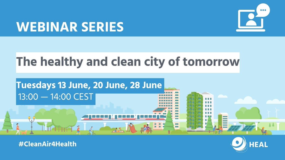 📢 Next week starts our new #WebinarSeries on The Healthy & Clean City of Tomorrow!

Join us for 3⃣ webinars on:
🚲 Active mobility
🌬️ #CleanAir4Health
🌳 Green spaces

More info ➡️ env-health.org/webinar-series…