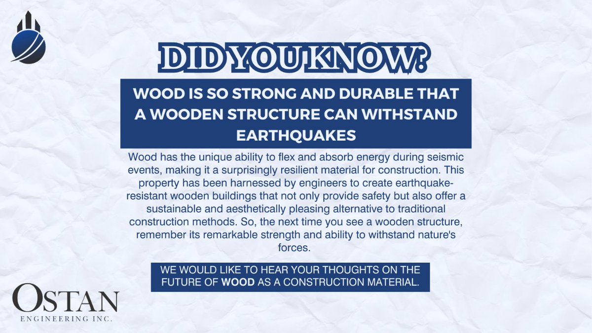 IncOstan's tweet image. Wood: Nature&apos;s Marvel in Construction! 

Discover the incredible strength, versatility, and sustainable benefits of wood as it revolutionizes the way we build and create architectural wonders.

#OstanEngineering
#Ottawa
#Engineering
#Construction
