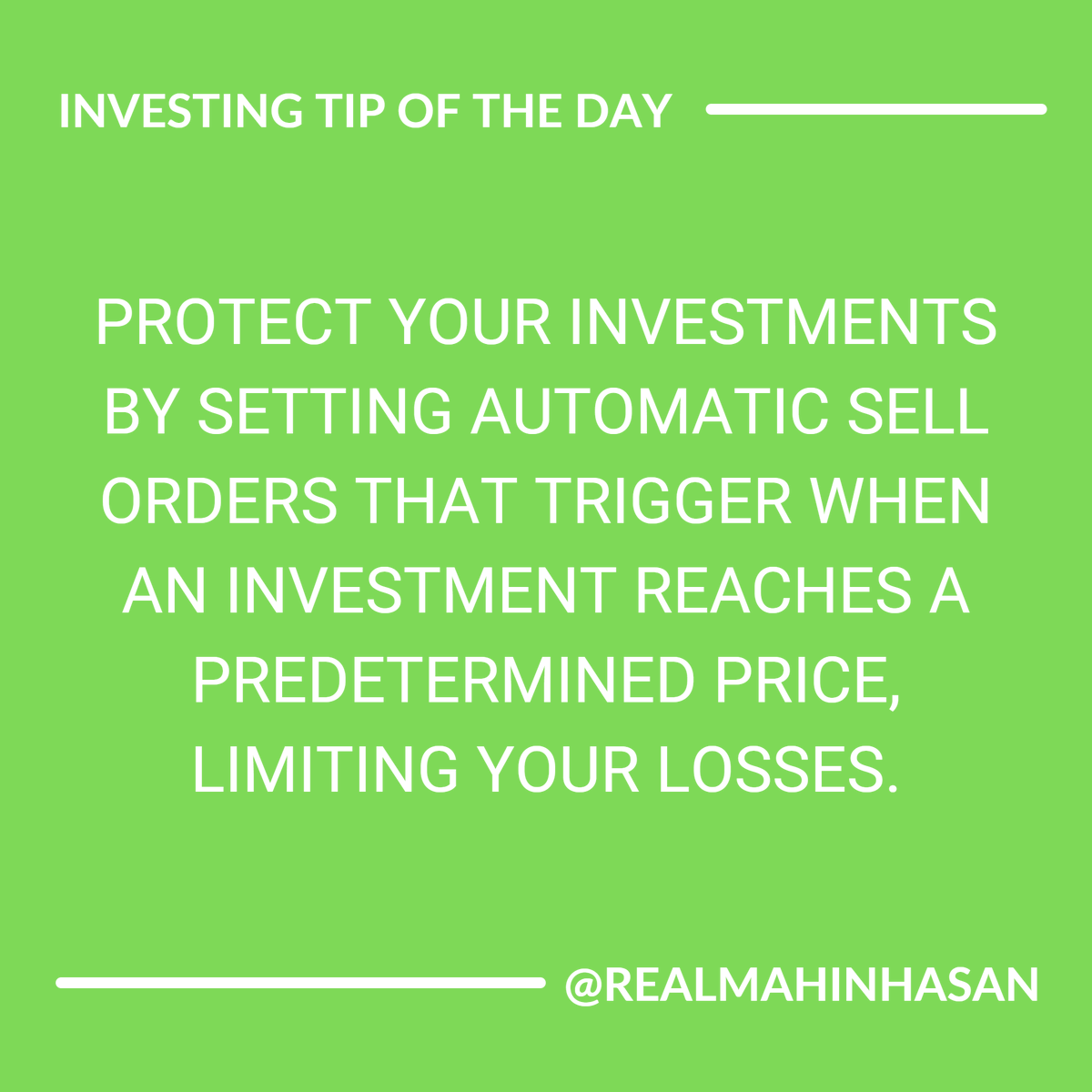 Use stop-loss orders to protect your investments. #StopLossOrders #RiskManagement