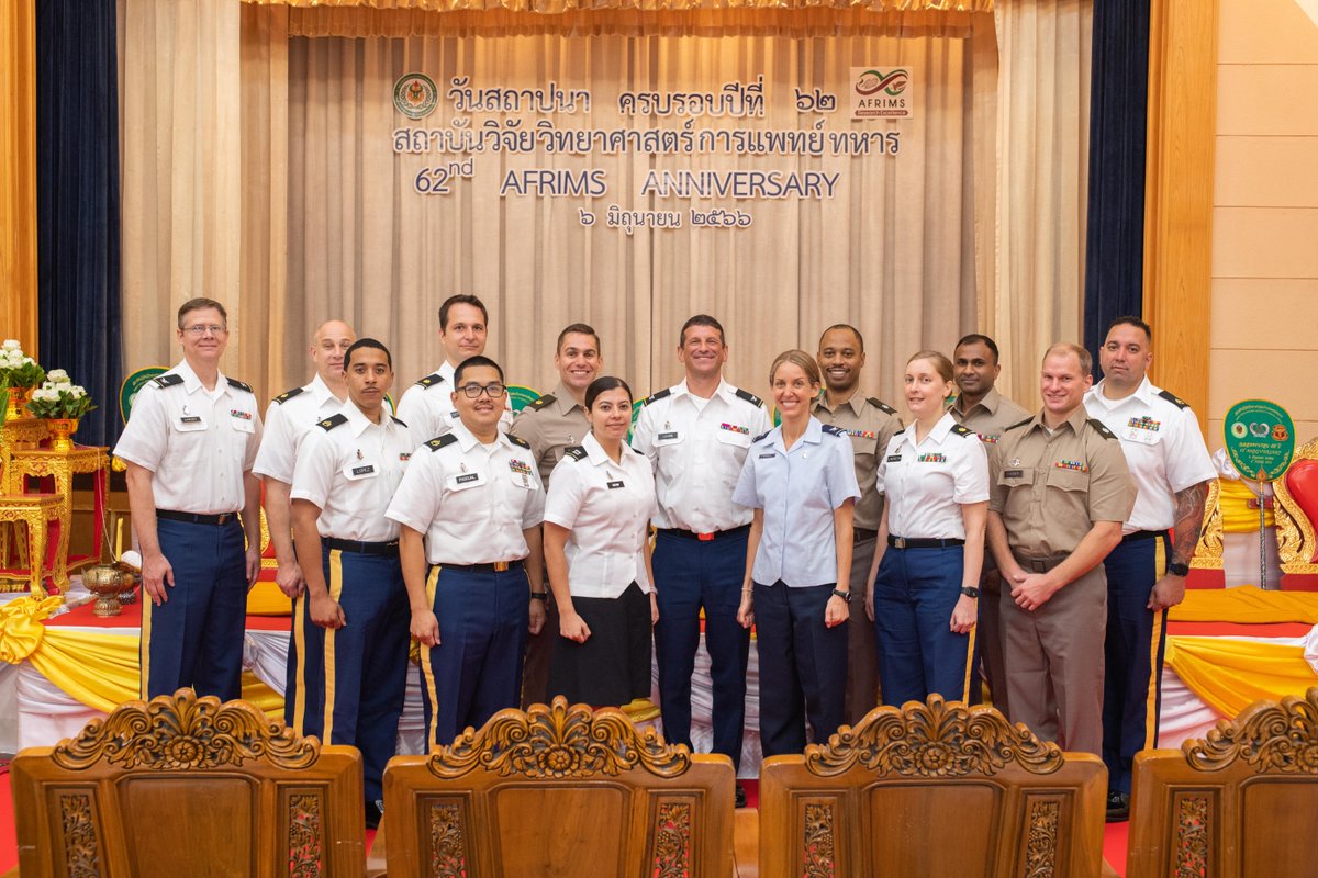 Today, AFRIMS celebrates 62 years of remarkable achievements. The ceremony was held at the Phaya Thai Palace and AFRIMS Headquarters. Distinguished guests included the Director of The U.S. Army Medical Directorate (USAMD)-AFRIMS and the Director General of Royal Thai Army AFRIMS.