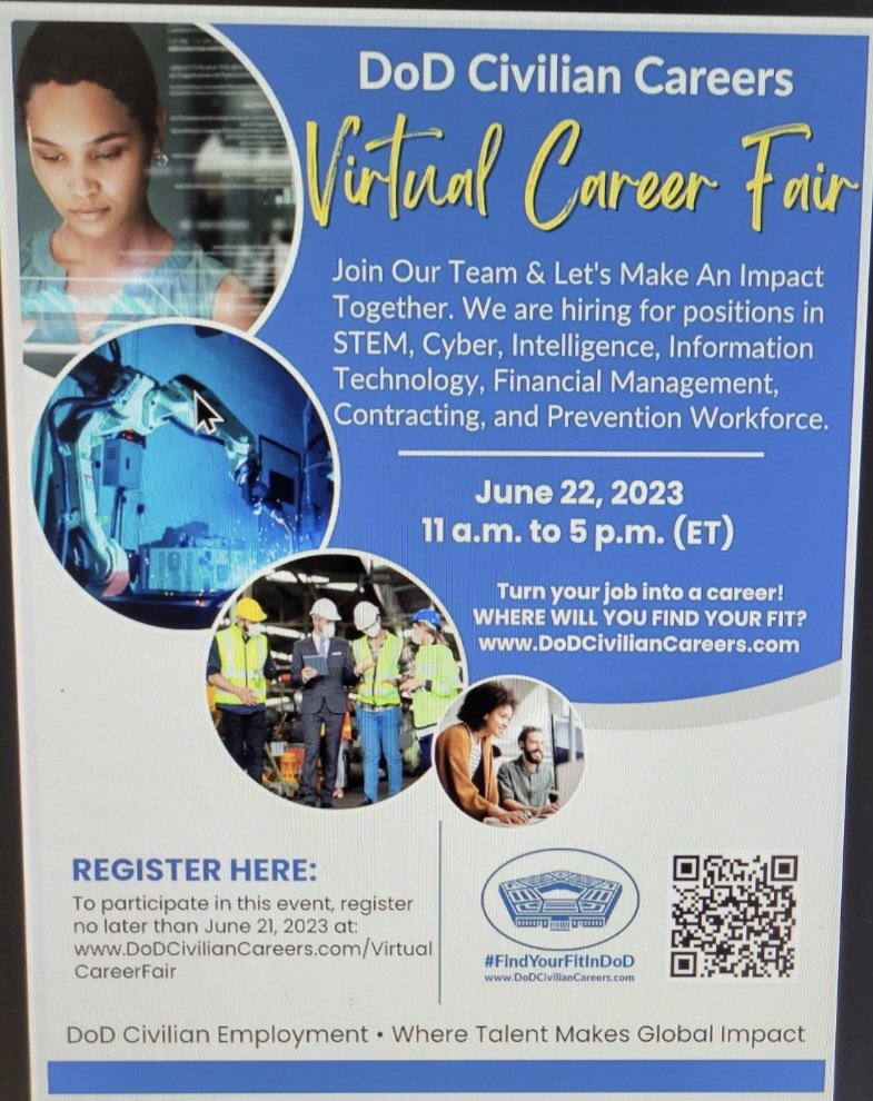 DrPayne20's tweet photo. DOD Career Fair! Mark Your Calendars! Please share with friends and family! https://t.co/rI5AE2m2xA