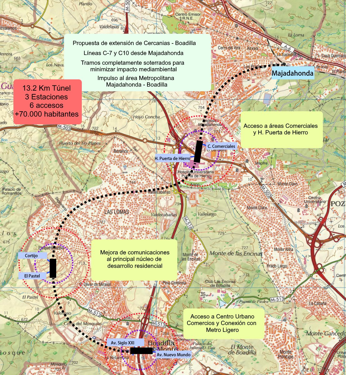 cercaniasboadi1's tweet image. Recordemos nuestra propuesta que beneficia tanto a los vecinos de @MajadahondaAyto y @Ayto_Boadilla, y potencialmente @Ayto_Las_Rozas. Esta conexión habilita una nueva #Euroregion tractora de la economía en la @ComunidadMadrid