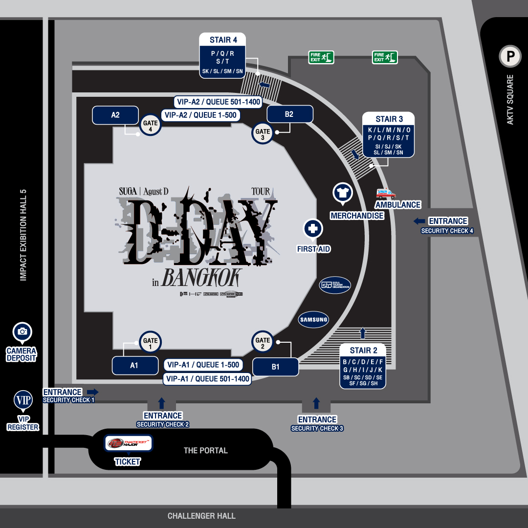 (1/7)
[ประกาศ] วิธีรับคิว - เวลารันคิว สำหรับผู้ถือบัตรวีไอพีโซน A1 (500 คิวแรก) และ A2 (500 คิวแรก) ของคอนเสิร์ต SUGA | Agust D TOUR IN BANGKOK ในวันที่ 9-11 มิ.ย. ที่ อิมแพ็ค อารีน่า เมืองทองธานี
