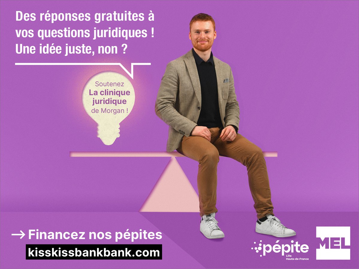 Pépite France (@pepitefrance) on Twitter photo ⚖️ #crowdfunding
Morgan du Pépite Lille Hauts-de-France a créé <a href="/cliniquelille/">Clinique Juridique de Lille | Association</a> pour proposer un accès gratuit au droit pour tous ainsi que de la formation pratique pour les étudiants en droit ! ✊
Soutiens-le en participant à sa campagne <a href="/Kissbankers/">KissKissBankBank</a> ➡️ bit.ly/3qwVgrs ⚖️ #crowdfunding
Morgan du Pépite Lille Hauts-de-France a créé <a href="/cliniquelille/">Clinique Juridique de Lille | Association</a> pour proposer un accès gratuit au droit pour tous ainsi que de la formation pratique pour les étudiants en droit ! ✊
Soutiens-le en participant à sa campagne <a href="/Kissbankers/">KissKissBankBank</a> ➡️ bit.ly/3qwVgrs