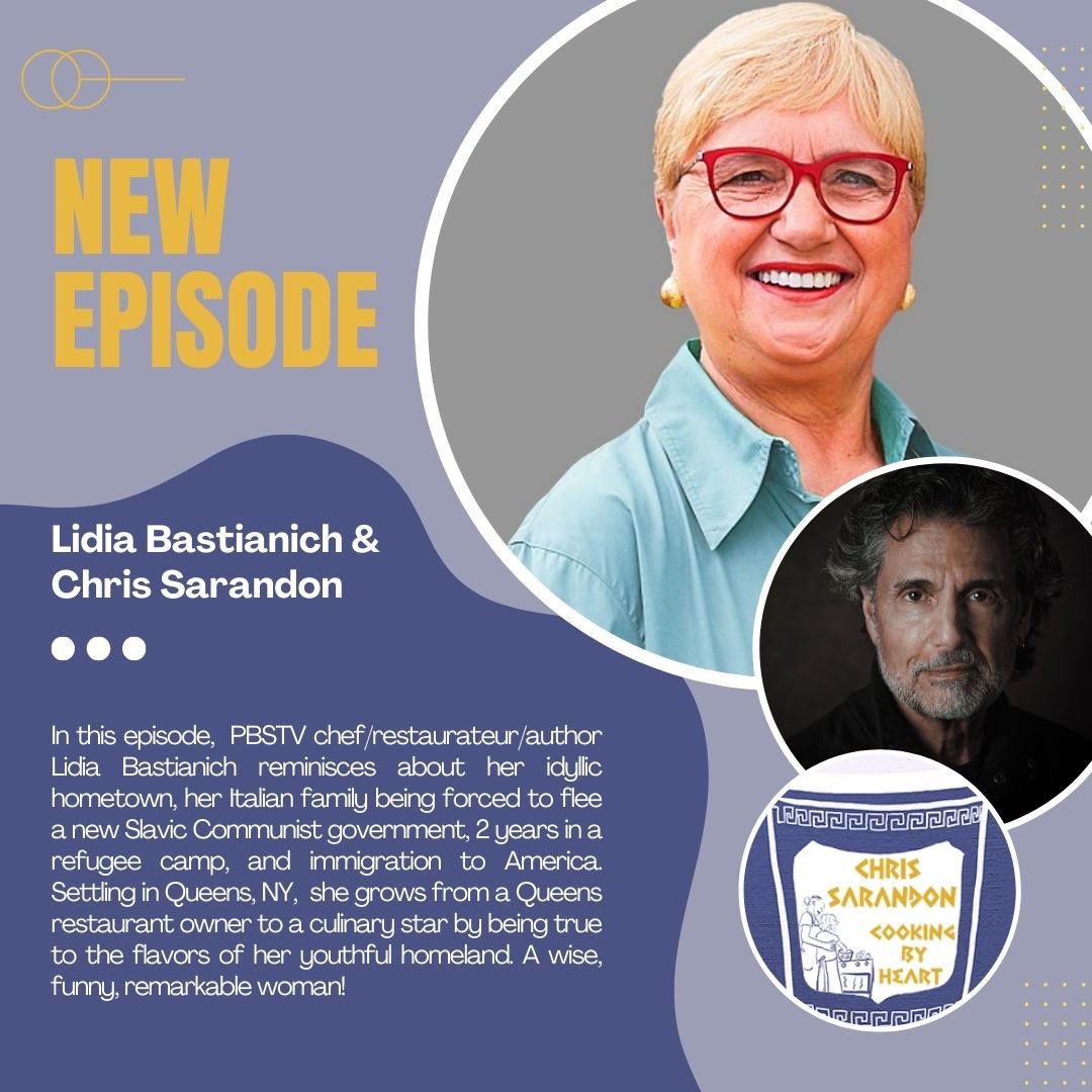 PBS star chef/restaurateur/author Lidia Bastianich joins me on a brilliant live audience Cooking By Heart podcast out now. Find the links on <chrissarandon.com> and in bio. What an amazing woman! #chrissarandon #LidiaBastianich #cookingByHeart #greekamerican #podcasthost