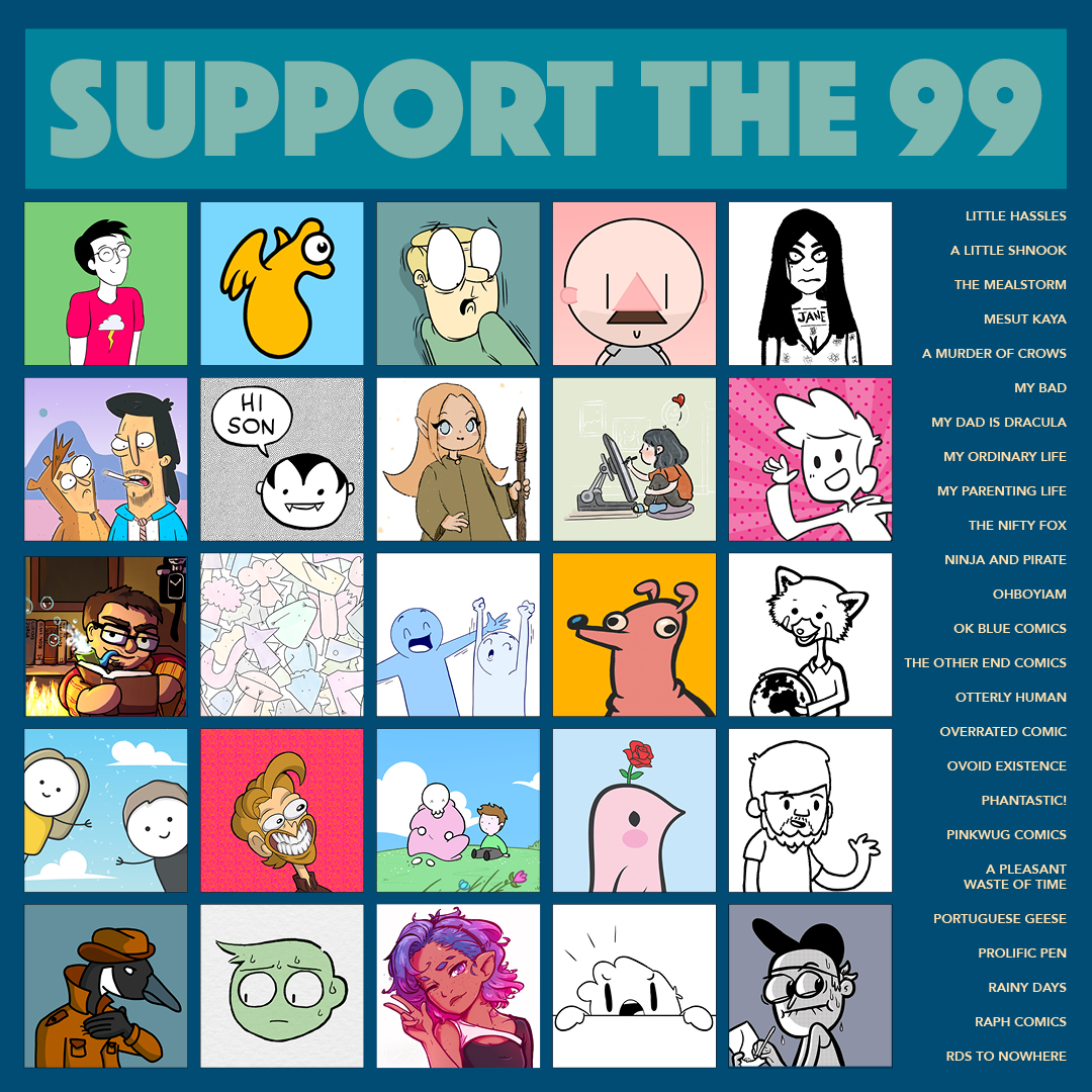 THE 99 is only on Kickstarter! kck.st/43noGHh Get a copy today! @PinkWug @otterlyhuman @ProPenComics @RaphComic @neilkohney @ninjaandpirate @artbyjuliette @PortugueseGeese @OkblueComics @iammesutkaya @mydadisdracula @overratedcomic @JCFart & more! @KickstarterRead