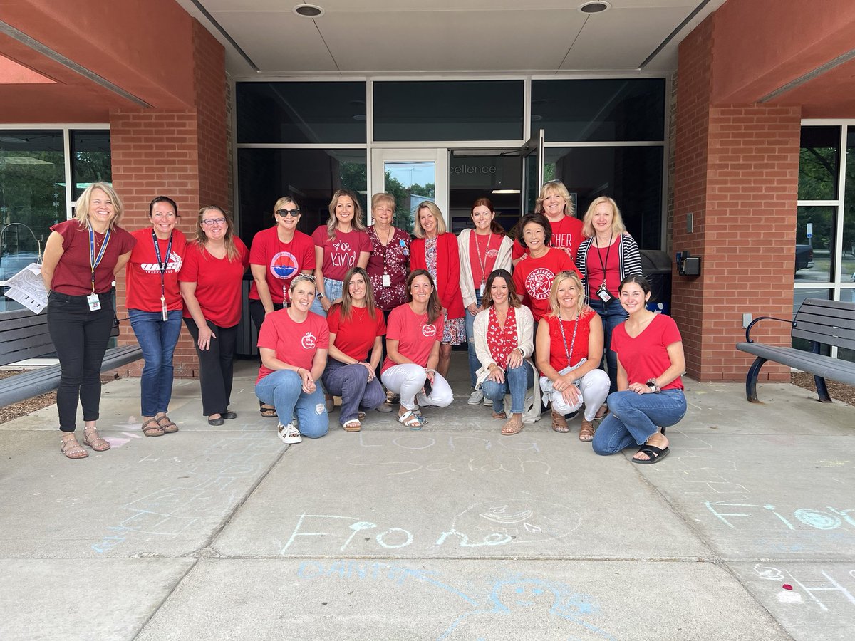 LongMeadowRCS's tweet photo. Just like our classrooms come together with their class tshirts, our teachers come together wearing red. #RedforPublicEd https://t.co/NpTB807Tgf