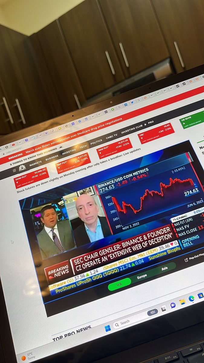 khalidnouh10's tweet photo. SEC sues coinbase over exchange and staking programs. SEC also sued Binance and it’s CEO CZ  for US Securities violations. All of these in just a couple of hours.

Watching SEC Chairman Gary Gensler interview and honestly I love this guy! https://t.co/qVXKfZxCy6