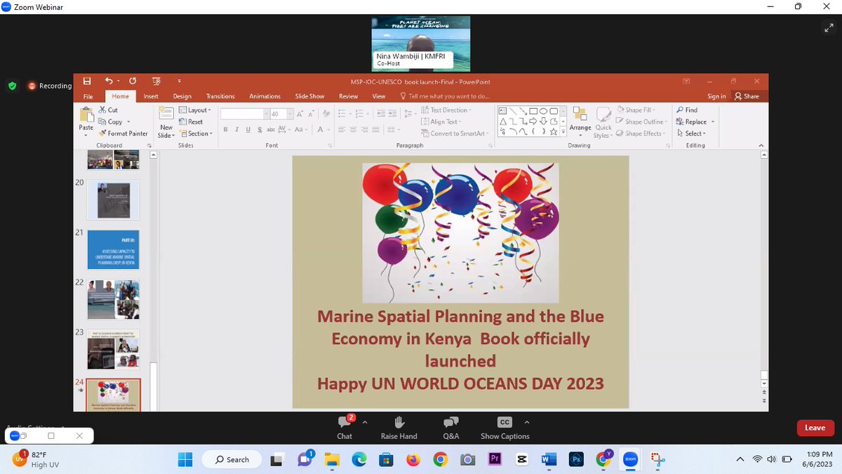 KmfriResearch's tweet photo. 1/4 It was historic today, during the World Oceans Day Virtual event, as a book on Marine Spatial Planning (MSP) and the Blue Economy was Launched by KMFRI Director - Oceans and Coastal Systems, Dr James Mwaluma (representing the CEO). https://t.co/gsq3EMjqAW