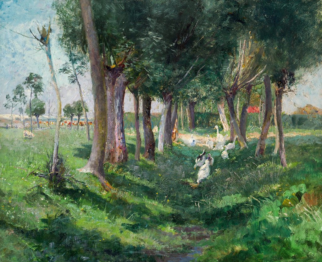 Homo_Curiosum's tweet photo. Karl Mediz (Austrian, 1868–1945)
Landscape with trees and geese
Date 1890
oil on canvas, 46 x 56 cm
Private collection
#Impressionism #Masterpiece #Painting #Artist #ArtHistory #Artwork #Museum #Art #Kunst #Arte #BeauxArts #FineArt #Landscape #Mediz #AustrianArt https://t.co/GL7QB5ZQ1c