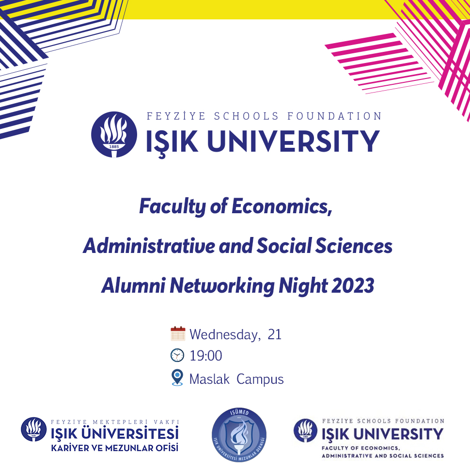 Değerli Mezunlarımız,
21 Haziran Çarşamba günü saat 19.00'da Maslak yerleşkemizde 2. 'networking' etkinliğimizi gerçekleştiriyoruz!