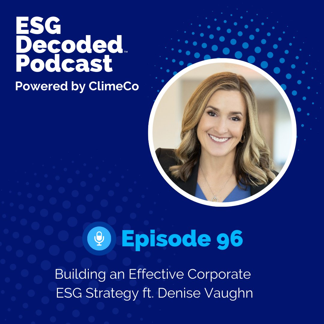 The latest episode of the #ESGDecoded #Podcast, hosted by Amanda Hsieh, features Denise Vaughn, VP of Environmental, Social & Governance for #Ferguson.

Watch it here: youtu.be/hWBJxWGeOGM

#ESGStrategy #ESGPractices #ESGProgram @ClimeCo