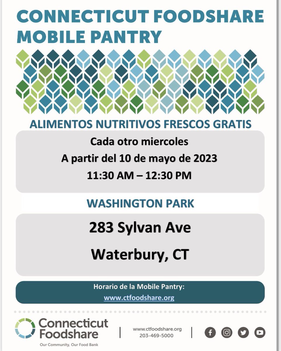 𝐂𝐨𝐧𝐧𝐞𝐜𝐭𝐢𝐜𝐮𝐭 𝐅𝐨𝐨𝐝𝐬𝐡𝐚𝐫𝐞 𝐌𝐨𝐛𝐢𝐥𝐞 𝐏𝐚𝐧𝐭𝐫𝐲

Every other Wednesday
11:30 AM -12:30 PM

This initiative is aimed at helping the community by providing free, fresh, and healthy food options to those in need.